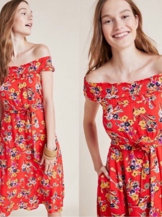 Anthropologie Dresses & Skirts - Anthropologie 47 of 52 Conversations Red Floral Dress